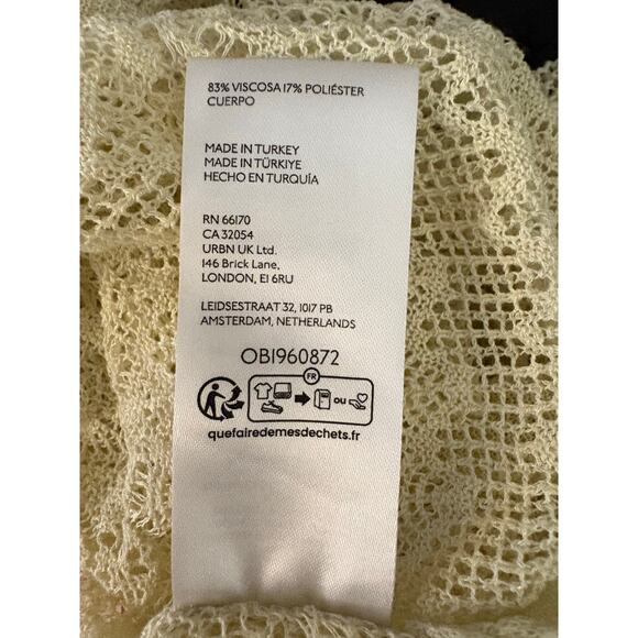 By Anthropologie Sheer Open-Stitch Ruffle XL Pullover Sweater Cream Fairycore - Picture 9 of 12